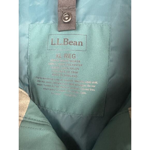 L.L. Bean Water Resistant Full Zip Shell Rain Jacket Hooded Teal Men’s Size XL - Picture 6 of 8